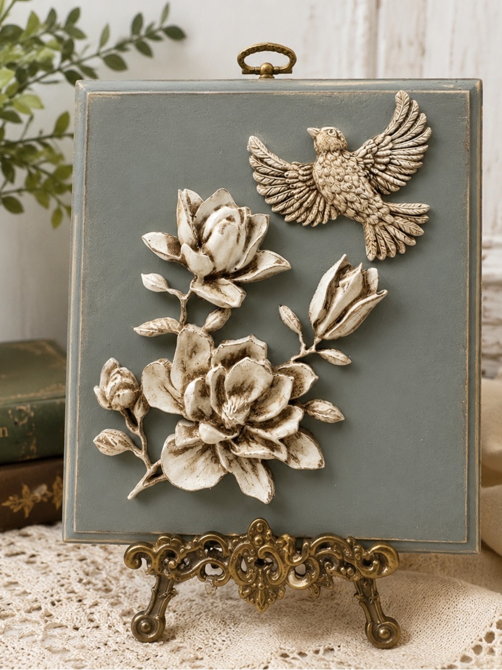 Vintage Inspired Magnolia & Bird Wall Decor